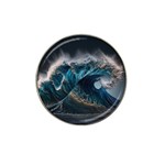 Tsunami Waves Ocean Sea Water Rough Seas Hat Clip Ball Marker (4 pack) Front