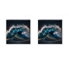 Tsunami Waves Ocean Sea Water Rough Seas Cufflinks (square) by uniart180623