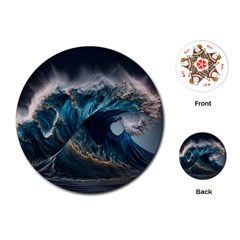 Tsunami Waves Ocean Sea Water Rough Seas Playing Cards Single Design (round) by uniart180623