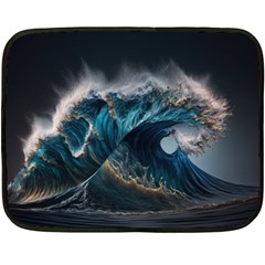 Tsunami Waves Ocean Sea Water Rough Seas Fleece Blanket (mini) by uniart180623