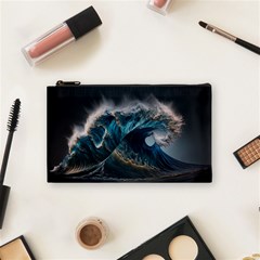 Tsunami Waves Ocean Sea Water Rough Seas Cosmetic Bag (small) by uniart180623