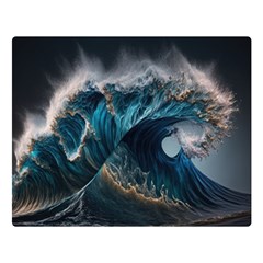 Tsunami Waves Ocean Sea Water Rough Seas Two Sides Premium Plush Fleece Blanket (large) by uniart180623