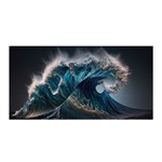 Tsunami Waves Ocean Sea Water Rough Seas Satin Wrap 35  x 70  Front