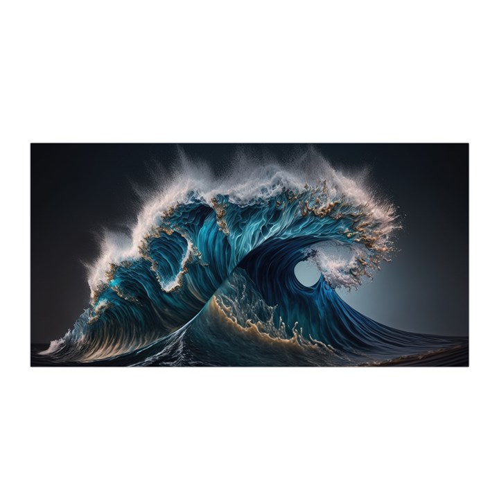 Tsunami Waves Ocean Sea Water Rough Seas Satin Wrap 35  x 70 