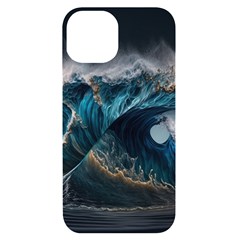 Tsunami Waves Ocean Sea Water Rough Seas Iphone 14 Black Uv Print Case by uniart180623