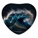 Tsunami Waves Ocean Sea Water Rough Seas Heart Glass Fridge Magnet (4 pack) Front