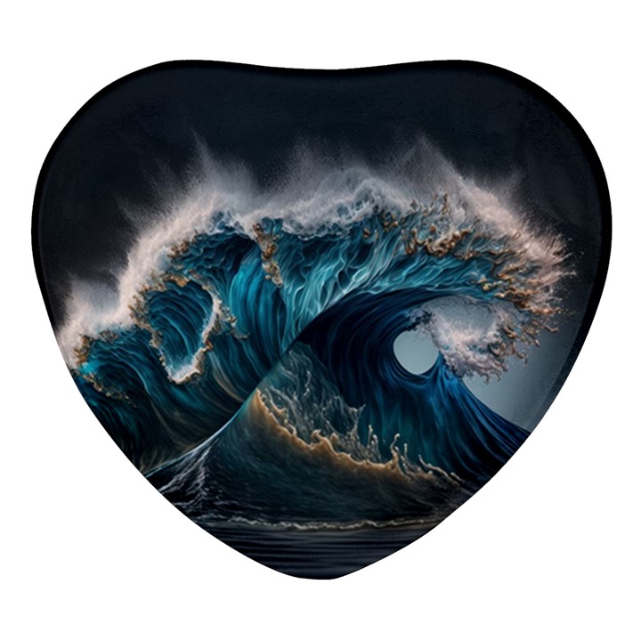 Tsunami Waves Ocean Sea Water Rough Seas Heart Glass Fridge Magnet (4 pack)