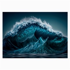 Tsunami Waves Ocean Sea Water Rough Seas Large Glasses Cloth (2 Sides) by uniart180623