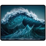 Tsunami Waves Ocean Sea Water Rough Seas Fleece Blanket (Medium) 60 x50  Blanket Front