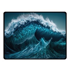 Tsunami Waves Ocean Sea Water Rough Seas Fleece Blanket (small) by uniart180623