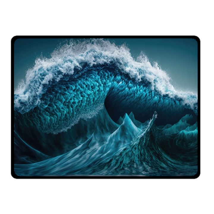 Tsunami Waves Ocean Sea Water Rough Seas Fleece Blanket (Small)