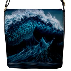 Tsunami Waves Ocean Sea Water Rough Seas Flap Closure Messenger Bag (s) by uniart180623