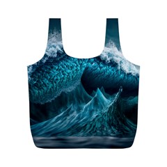 Tsunami Waves Ocean Sea Water Rough Seas Full Print Recycle Bag (m) by uniart180623