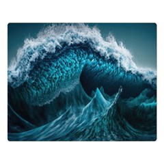 Tsunami Waves Ocean Sea Water Rough Seas Two Sides Premium Plush Fleece Blanket (large) by uniart180623