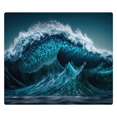 Tsunami Waves Ocean Sea Water Rough Seas Premium Plush Fleece Blanket (small) by uniart180623