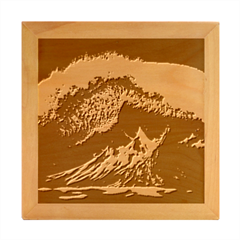 Tsunami Waves Ocean Sea Water Rough Seas Wood Photo Frame Cube by uniart180623