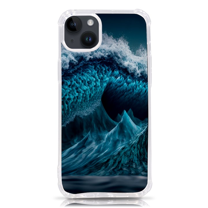 Tsunami Waves Ocean Sea Water Rough Seas iPhone 14 Plus TPU UV Print Case