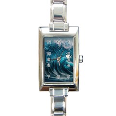 Tsunami Waves Ocean Sea Water Rough Seas Rectangle Italian Charm Watch