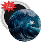 Tsunami Waves Ocean Sea Water Rough Seas 3  Magnets (10 pack)  Front