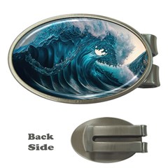 Tsunami Waves Ocean Sea Water Rough Seas Money Clips (oval)  by uniart180623