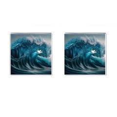 Tsunami Waves Ocean Sea Water Rough Seas Cufflinks (square) by uniart180623