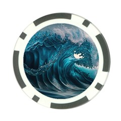 Tsunami Waves Ocean Sea Water Rough Seas Poker Chip Card Guard by uniart180623