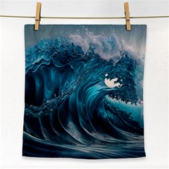 Tsunami Waves Ocean Sea Water Rough Seas Face Towel by uniart180623