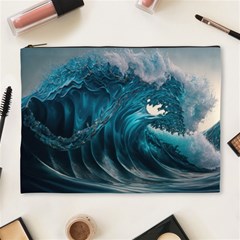 Tsunami Waves Ocean Sea Water Rough Seas Cosmetic Bag (xl) by uniart180623