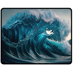 Tsunami Waves Ocean Sea Water Rough Seas Fleece Blanket (medium) by uniart180623