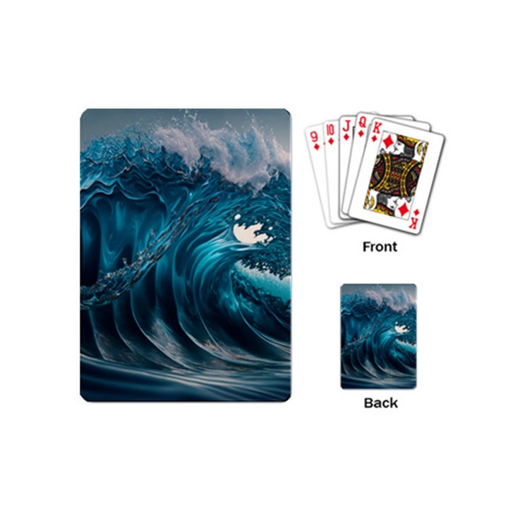 Tsunami Waves Ocean Sea Water Rough Seas Playing Cards Single Design (Mini)