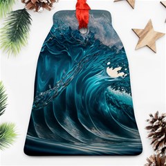 Tsunami Waves Ocean Sea Water Rough Seas Bell Ornament (two Sides) by uniart180623