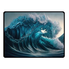 Tsunami Waves Ocean Sea Water Rough Seas Two Sides Fleece Blanket (small) by uniart180623