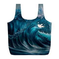 Tsunami Waves Ocean Sea Water Rough Seas Full Print Recycle Bag (l) by uniart180623