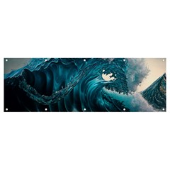 Tsunami Waves Ocean Sea Water Rough Seas Banner And Sign 12  X 4  by uniart180623