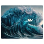 Tsunami Waves Ocean Sea Water Rough Seas Premium Plush Fleece Blanket (Medium) 60 x50  Blanket Front