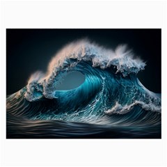 Tsunami Waves Ocean Sea Water Rough Seas Large Glasses Cloth (2 Sides) by uniart180623