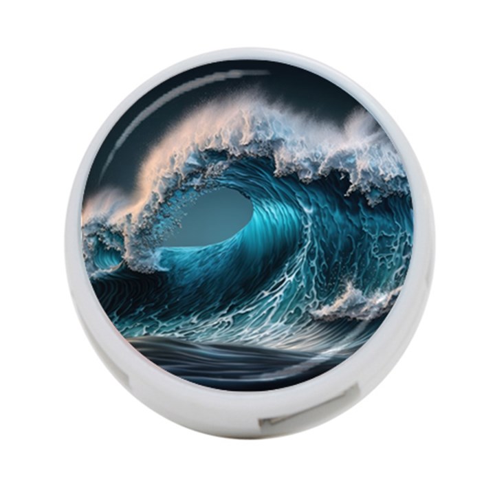 Tsunami Waves Ocean Sea Water Rough Seas 4-Port USB Hub (Two Sides)