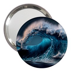 Tsunami Waves Ocean Sea Water Rough Seas 3  Handbag Mirrors by uniart180623