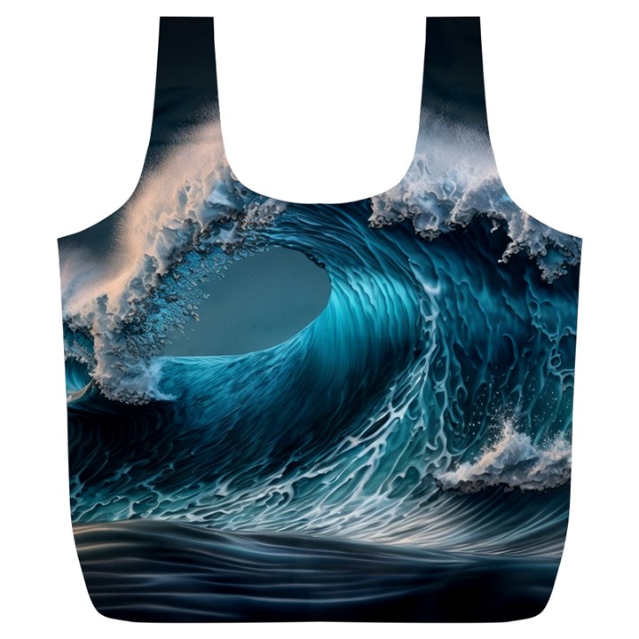 Tsunami Waves Ocean Sea Water Rough Seas Full Print Recycle Bag (XL)