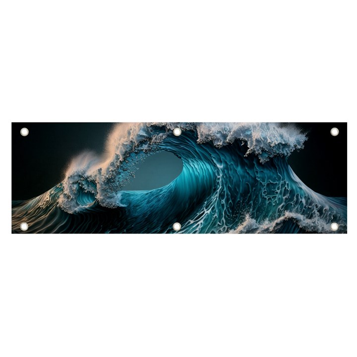 Tsunami Waves Ocean Sea Water Rough Seas Banner and Sign 6  x 2 