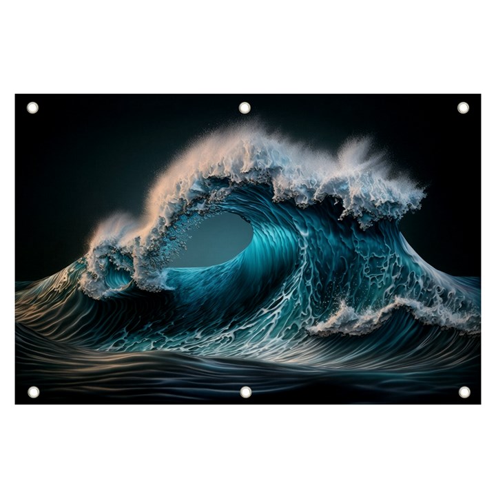 Tsunami Waves Ocean Sea Water Rough Seas Banner and Sign 6  x 4 