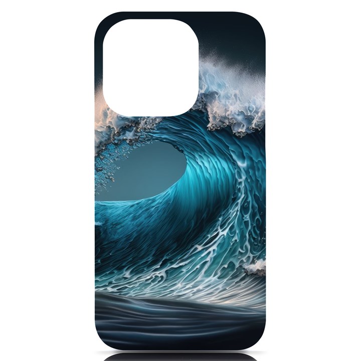 Tsunami Waves Ocean Sea Water Rough Seas iPhone 14 Pro Black UV Print Case