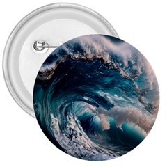 Tsunami Waves Ocean Sea Water Rough Seas 3  Buttons by uniart180623