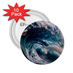 Tsunami Waves Ocean Sea Water Rough Seas 2 25  Buttons (10 Pack)  by uniart180623