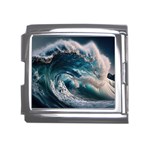 Tsunami Waves Ocean Sea Water Rough Seas Mega Link Italian Charm (18mm) Front