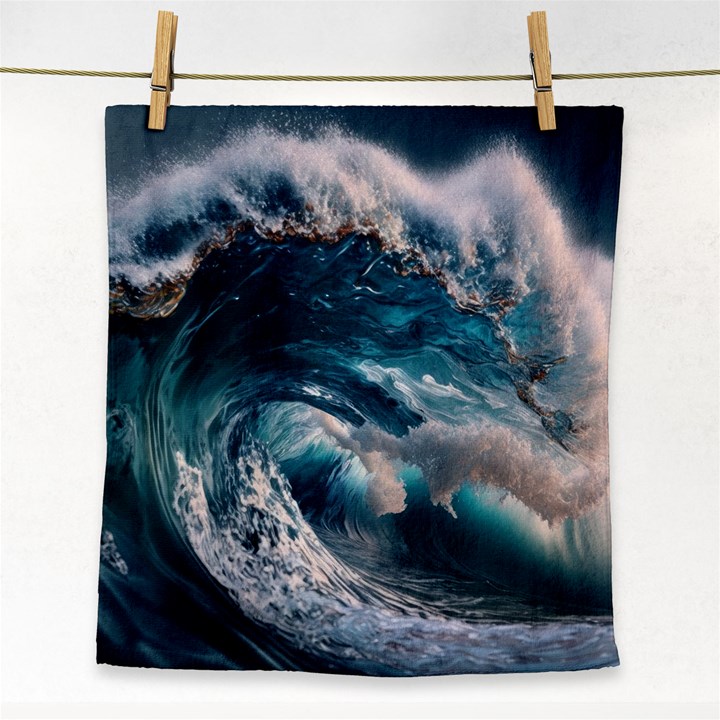 Tsunami Waves Ocean Sea Water Rough Seas Face Towel