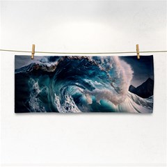 Tsunami Waves Ocean Sea Water Rough Seas Hand Towel by uniart180623