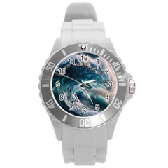 Tsunami Waves Ocean Sea Water Rough Seas Round Plastic Sport Watch (l) by uniart180623