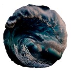 Tsunami Waves Ocean Sea Water Rough Seas Large 18  Premium Round Cushions Back