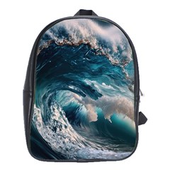 Tsunami Waves Ocean Sea Water Rough Seas School Bag (xl) by uniart180623